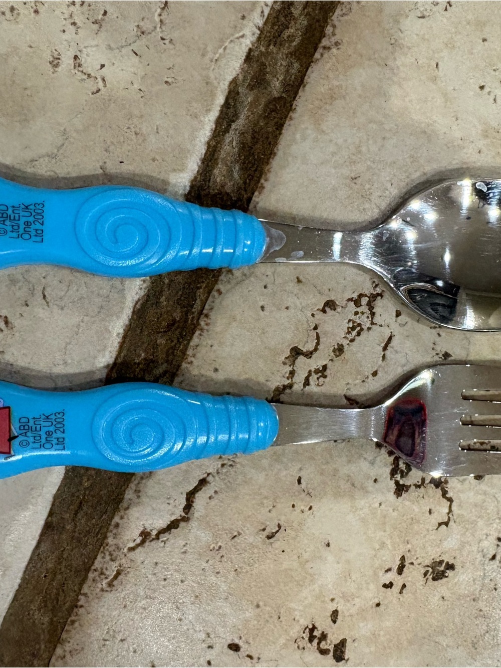 Children's Blue Handle Fork and Spoon Set - Home Dining Flatware